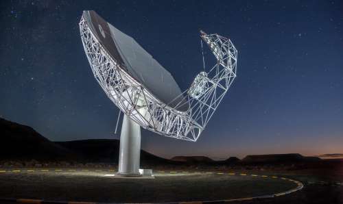 A night view of a MeerKAT antenna