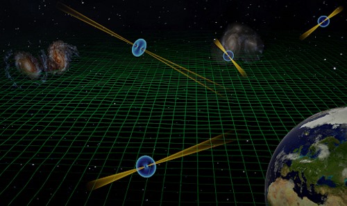 Graphic of outer space showing EPTA gravitational wave background
